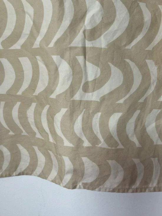 Marimekko x Uniqlo Beige & Cream Patterned Boxy 3/4 Sleeve Blouse Neutral Modern - Picture 7 of 10